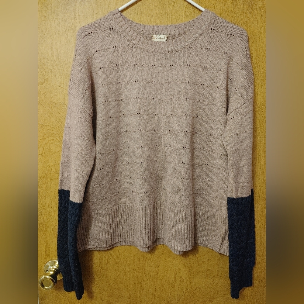 Hem And Thread Two-Tone Sweater - Pink and Navy
